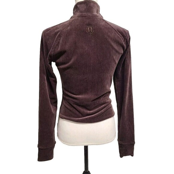 Lululemon Scuba Track Jacket Velvet Cord ESPR Brown Women's Size 4 NWT - Picture 4 of 12